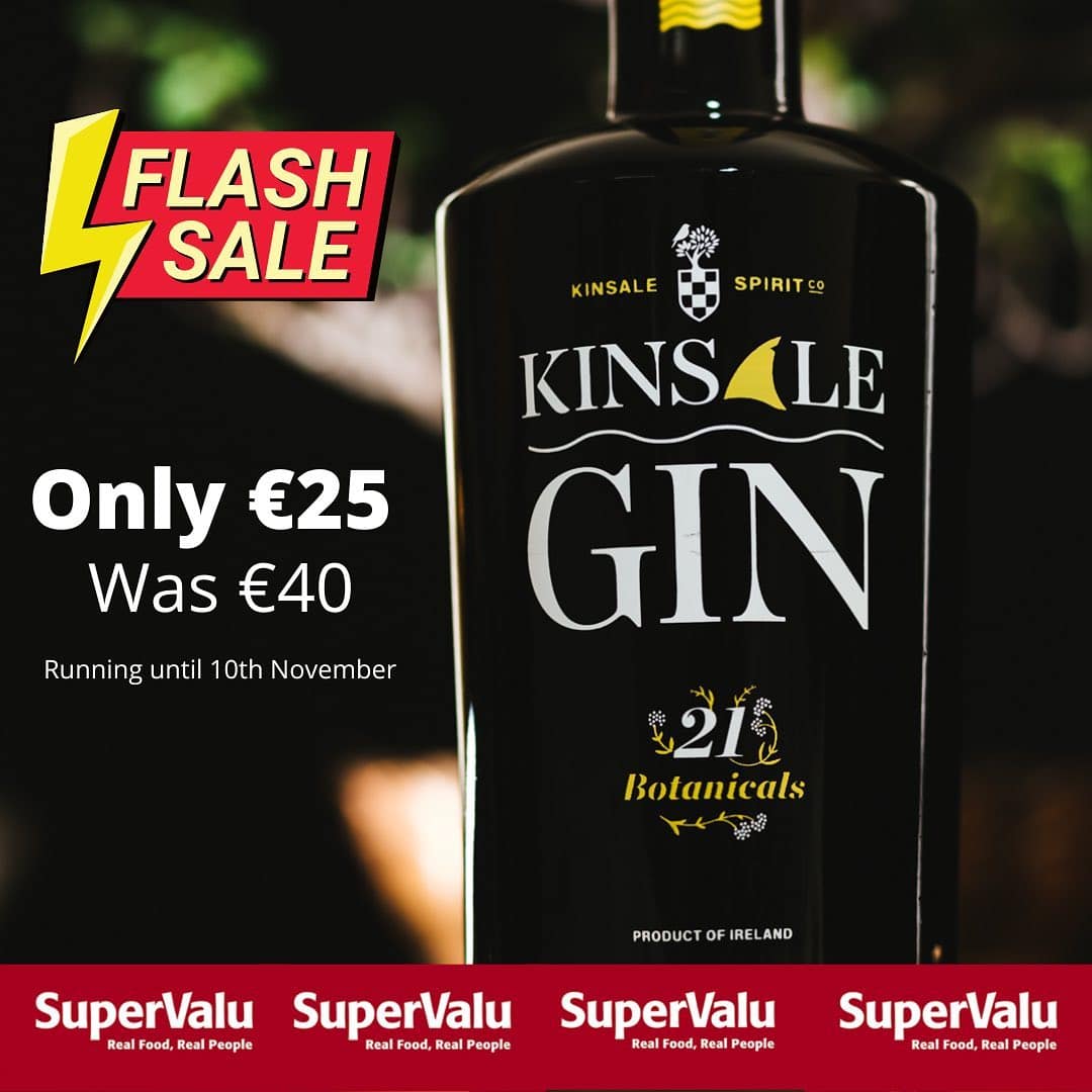 💥🍸 FLASH SALE: Our KINSALE GIN was €40 and now Only €25 at selected @supervalu_irl stores nationwide. 💥 Act fast as this is a limited special offer, running until 10th November 2022.

 💛 Simply look for "THE GIN WITH THE FIN". 

☘️ Local botanicals are gathered seasonally and sensitively, leaving enough behind for the birds and future crops. The flavour of Kinsale Gin is truly of the Kinsale Irish countryside.

#drinkresponsibly #supervalu  #onsale #flashsale 
#kinsalegin #kinsalespiritco #irishgin
#gin #gnt #irish #ireland
