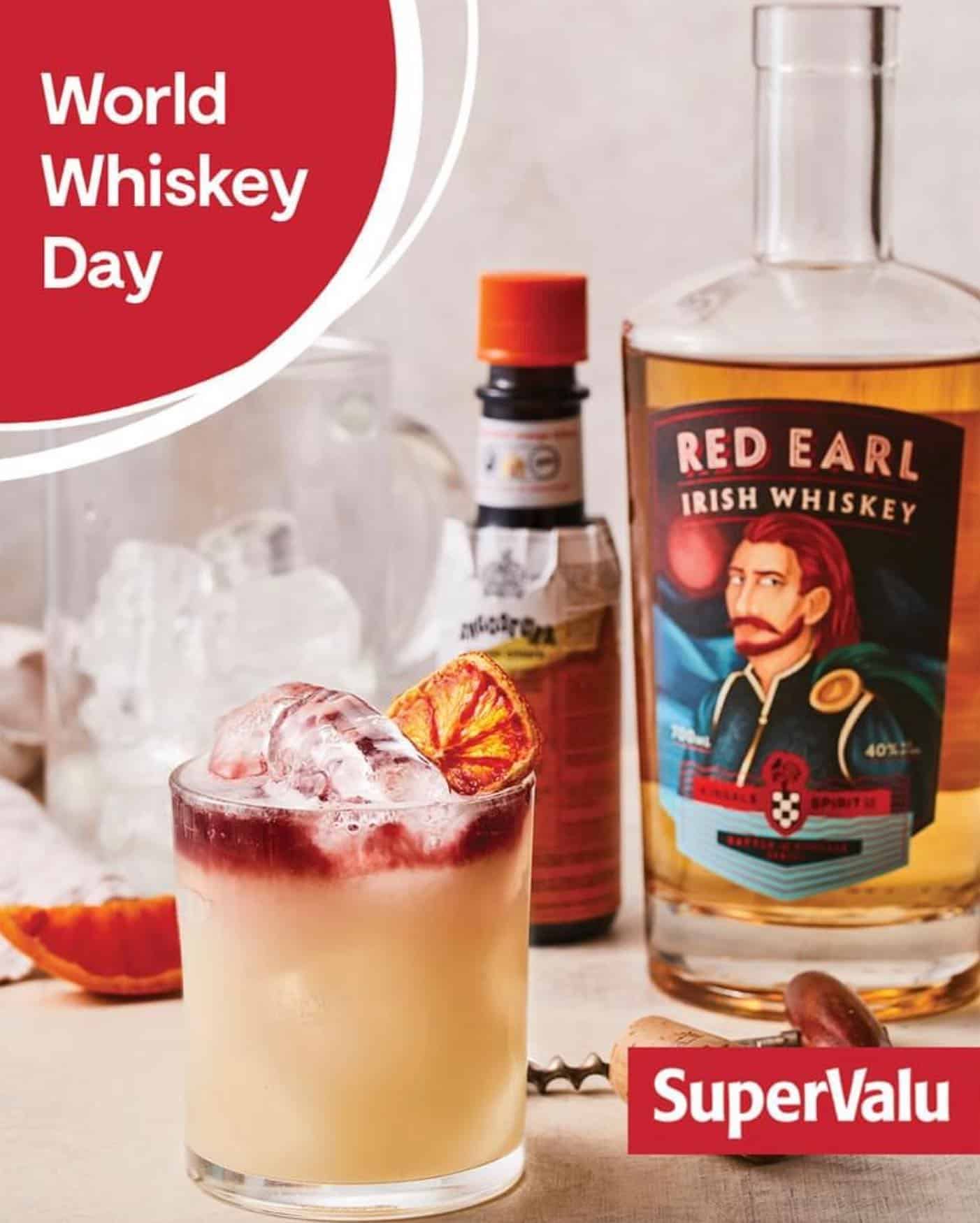 🥃 WORLD WHISKEY DAY 🥃

Celebrate World Whiskey Day 21st May with @supervalu_irl New York Sour using our Red Earl Irish Whiskey.

View the recipe here: https://bit.ly/3PABROE

Over 18s only. Please drink sensibly.

#worldwhiskeyday #redearlwhiskey 
#irishwhiskey #whiskey #whisky #cocktails