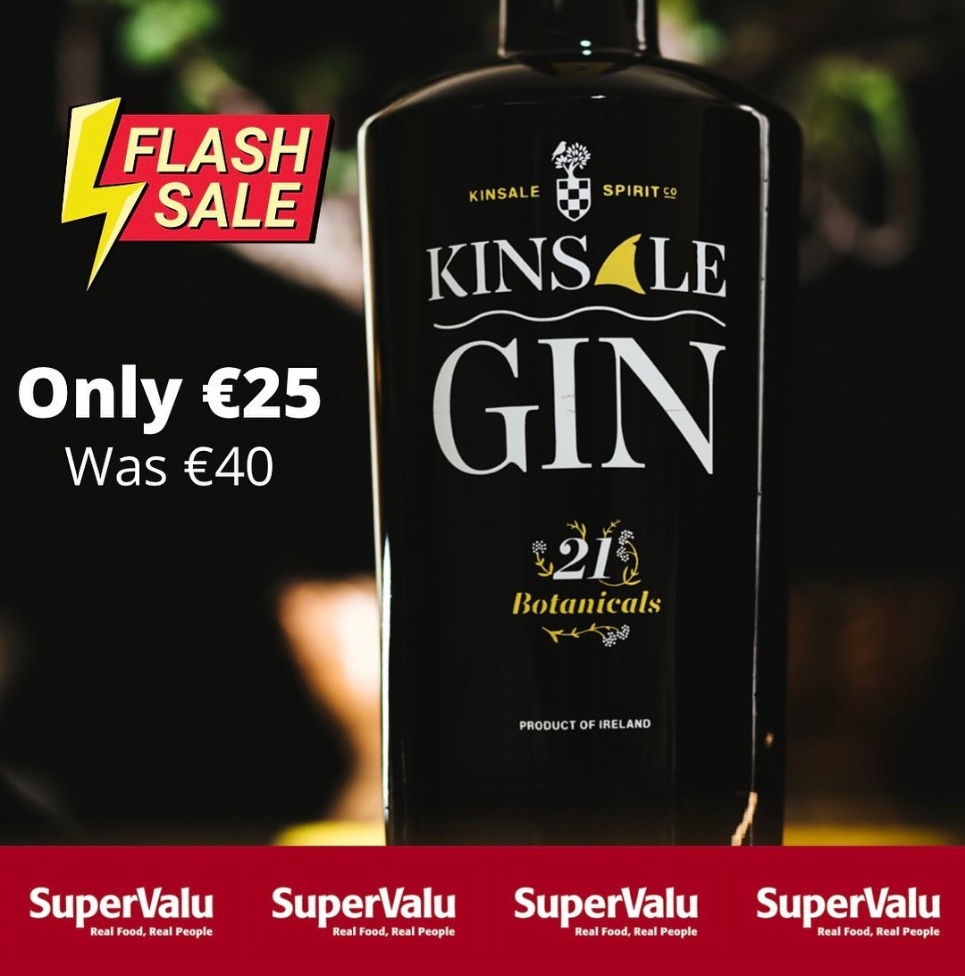 💥🍸 FLASH SALE: Our KINSALE GIN was €40 and now Only €25 at selected @supervalu_irl stores nationwide. 💥 Act fast as this is a limited special offer, running until 9th June 2022.

 💛 Simply look for "THE GIN WITH THE FIN". 

☘️ Local botanicals are gathered seasonally and sensitively, leaving enough behind for the birds and future crops. The flavour of Kinsale Gin is truly of the Kinsale Irish countryside.

#drinkresponsibly #supervalu  #onsale #flashsale 
#kinsalegin #kinsalespiritco #irishgin
#gin #gnt #irish #ireland